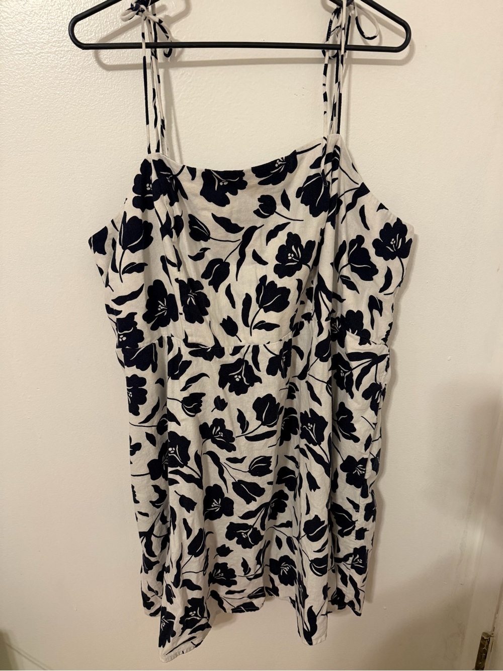 Old Navy White Mini Dress with Navy Floral Print